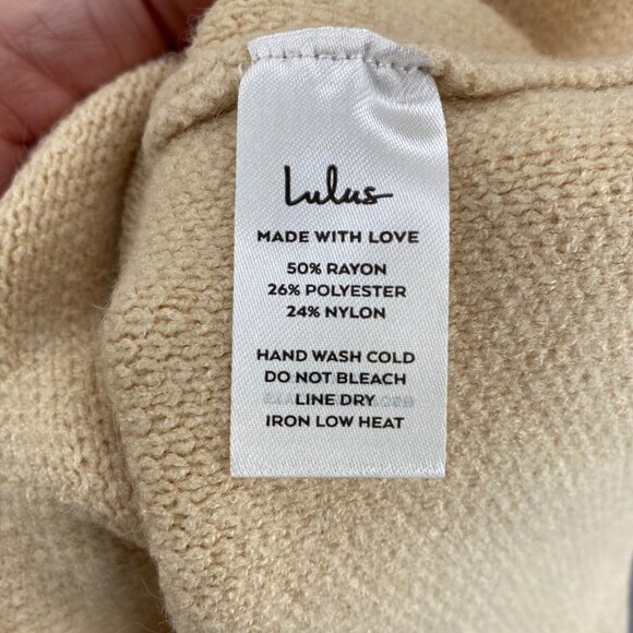 Lulus Dress Womens Small Sweet Comforts Cream Turtleneck Mini Sweater Stretch - Picture 7 of 10